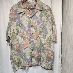 Pusser's West Indies Hawaiian Shirt Mens Large‎ Floral 100% Silk